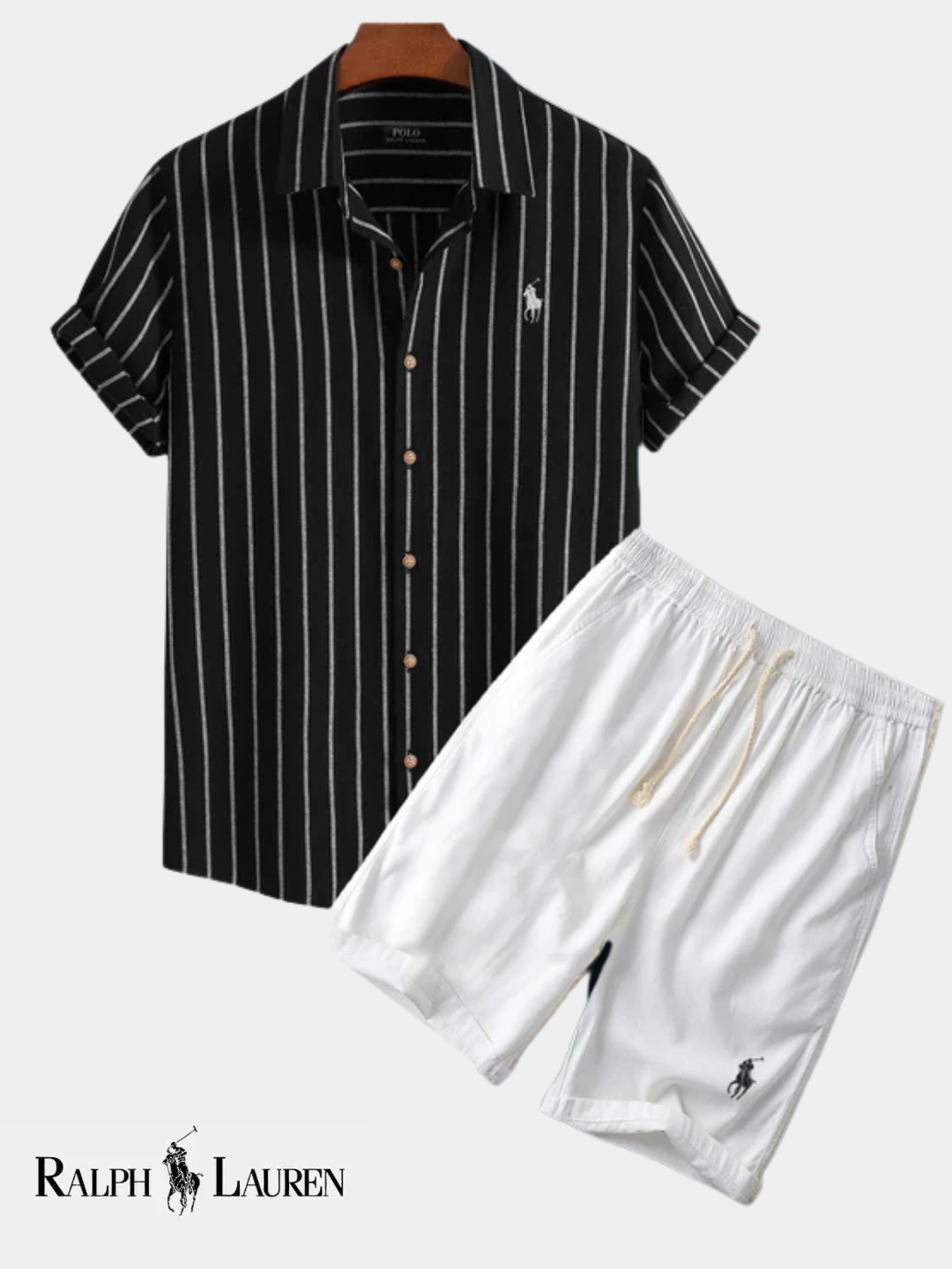 Men’s Striped Cuban Shirt & Shorts Set